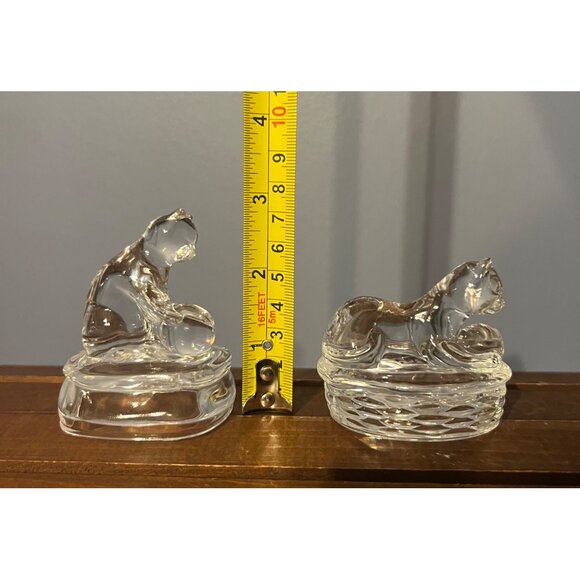 Vintage Avon Crystal‎ Cats Collection 24% Lead Crystal Set of 2 W Ball In Basket - Picture 3 of 12